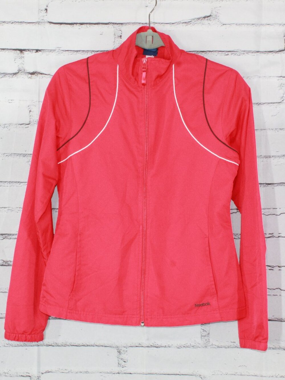 Reebok Red Lightweight Windbreaker Jacket Front Zip Pockets Mesh Lined Small